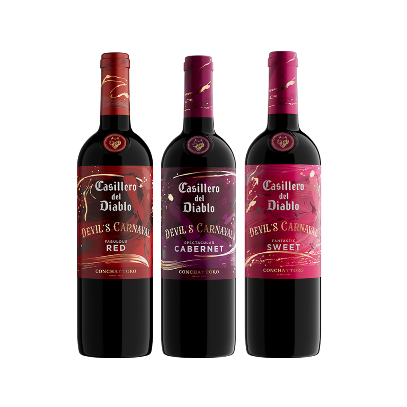 Kit Vinho Casillero Del Diablo Devil's Carnaval Tintos 750ml